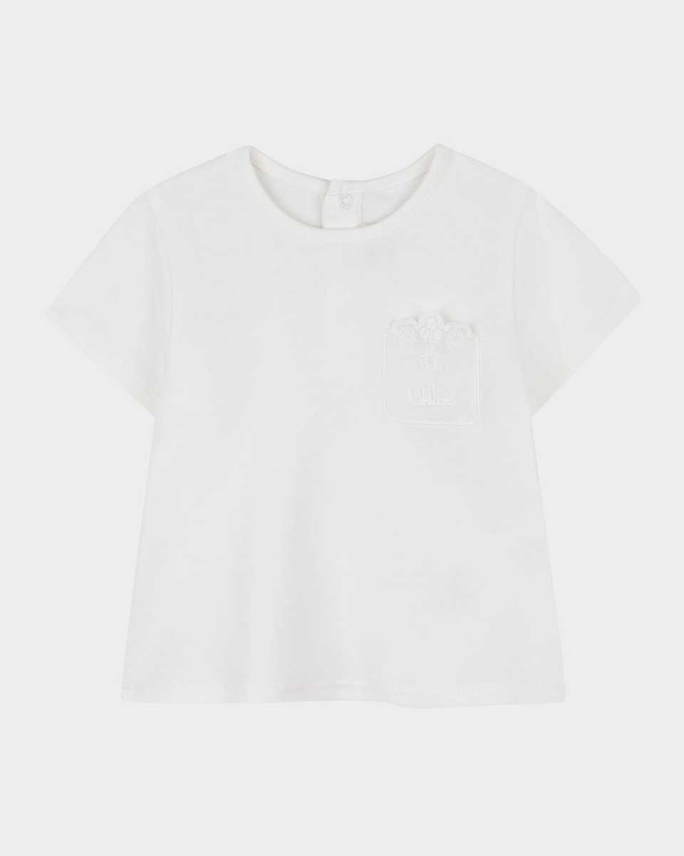 Girl's Floral Embroidered Logo T-Shirt, Size 6M-3